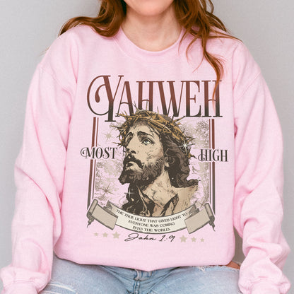 Yahweh John 1:9 Jesus Bible Verse Christian Sweatshirt