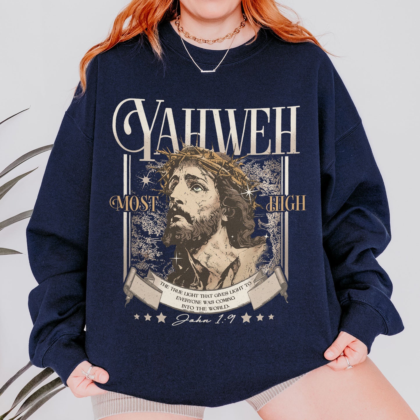 Yahweh John 1:9 Jesus Bible Verse Christian Sweatshirt