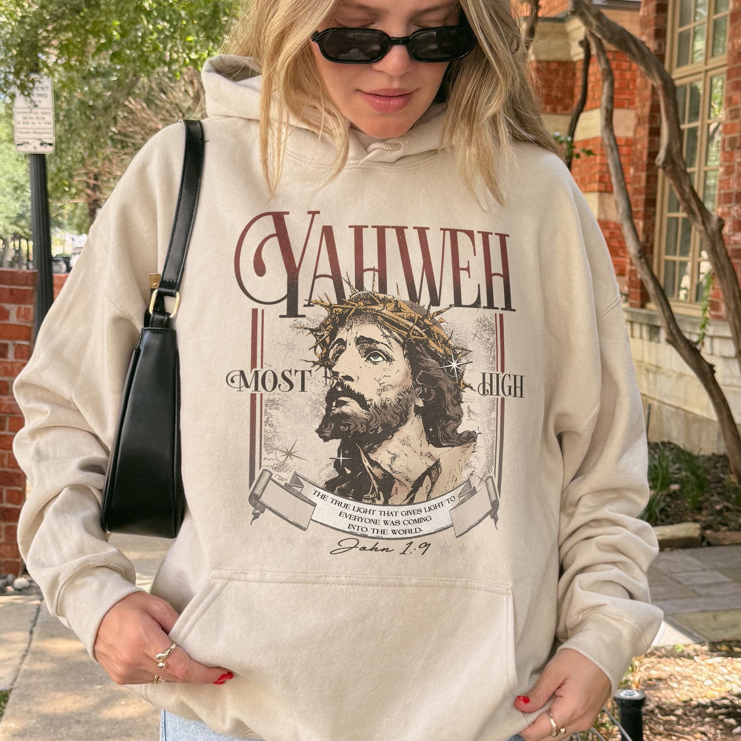 Yahweh John 1:9 Jesus Bible Verse Christian Hoodie