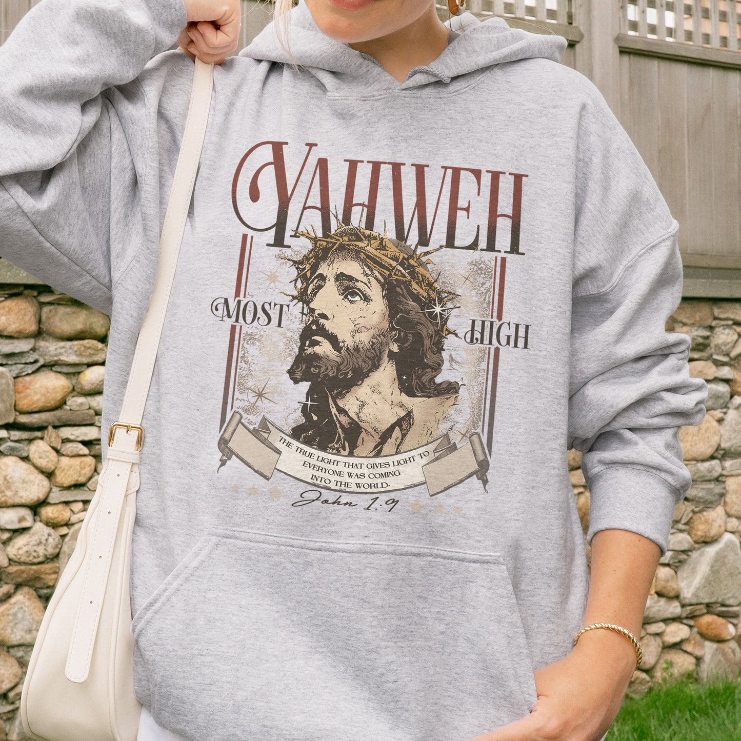 Yahweh John 1:9 Jesus Bible Verse Christian Hoodie