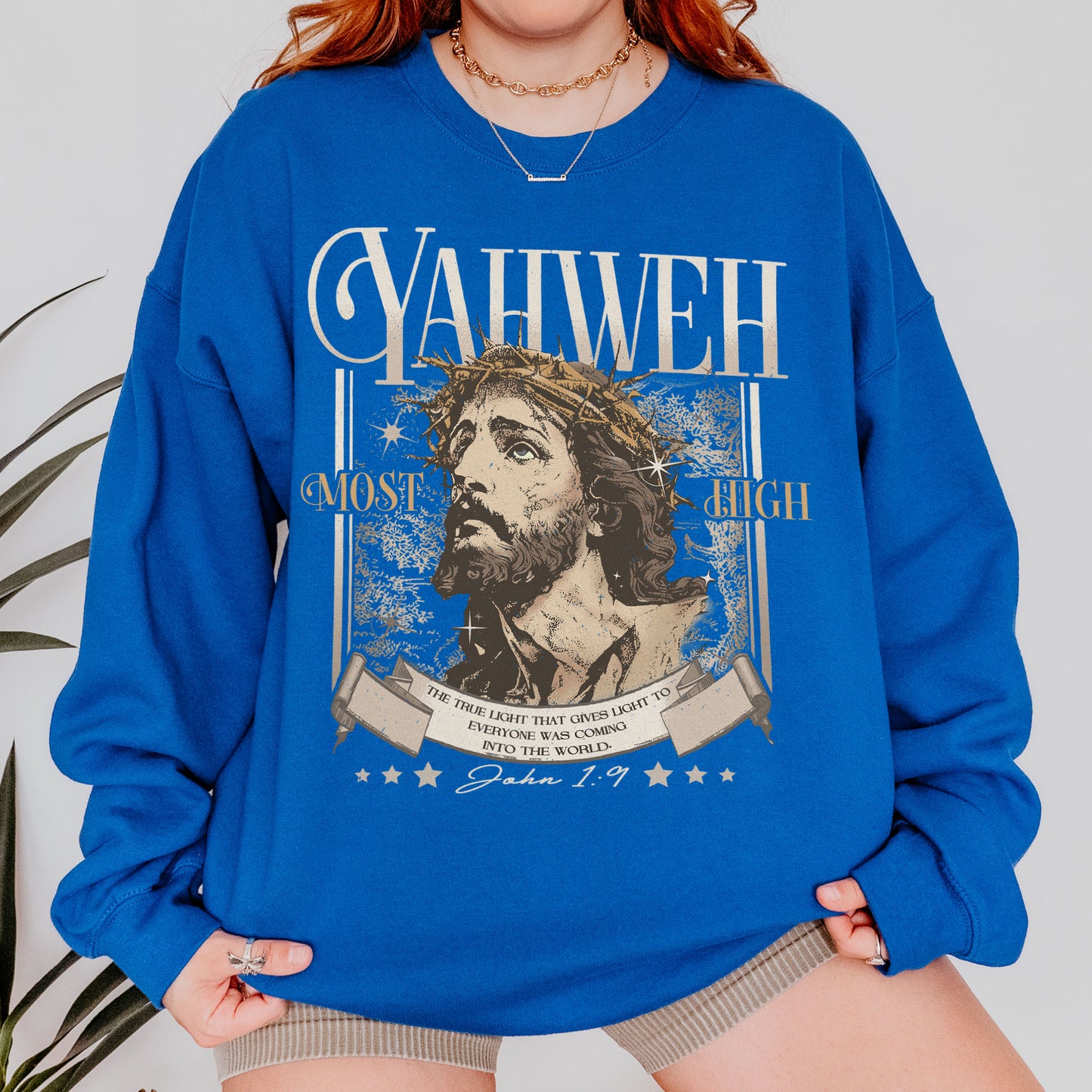 Yahweh John 1:9 Jesus Bible Verse Christian Sweatshirt