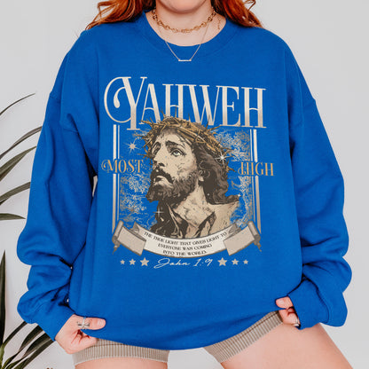 Yahweh John 1:9 Jesus Bible Verse Christian Sweatshirt