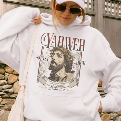 Yahweh John 1:9 Jesus Bible Verse Christian Hoodie