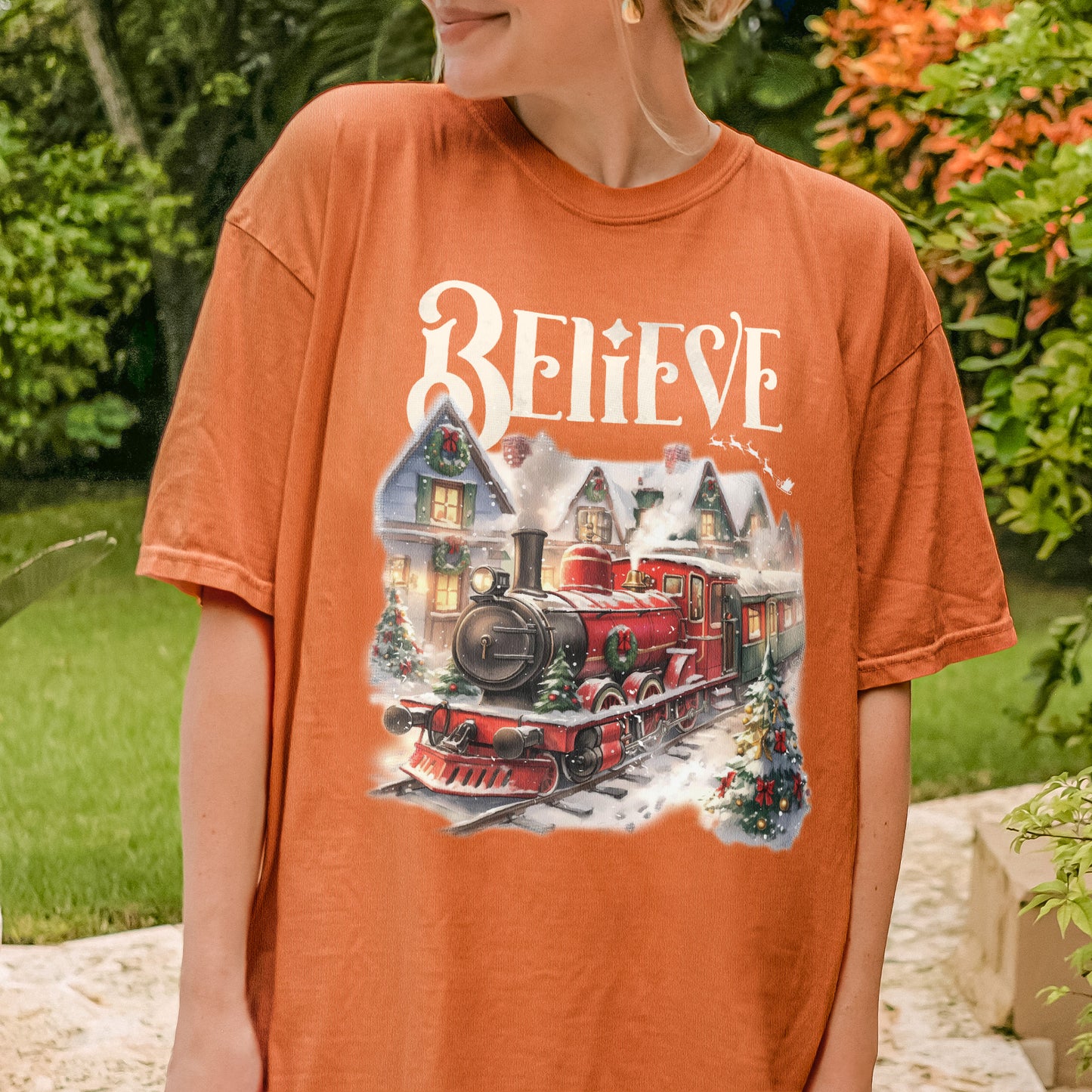 Believe Polar Express Christmas Train Shirt | Holiday Santa Sleigh Tee