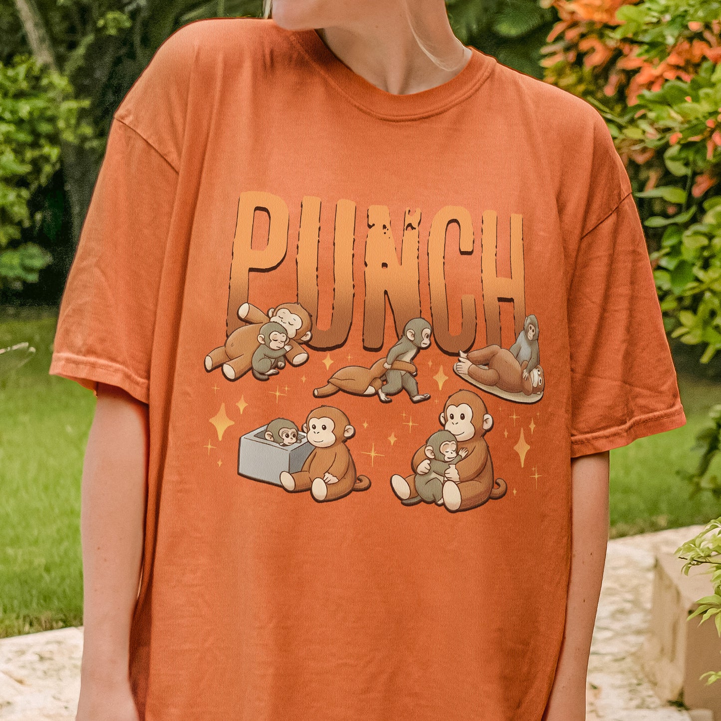 Monkey Punch Cute - Funny Kawaii Monkeys Graphic - Animals Monkeys Lovers Tshirt