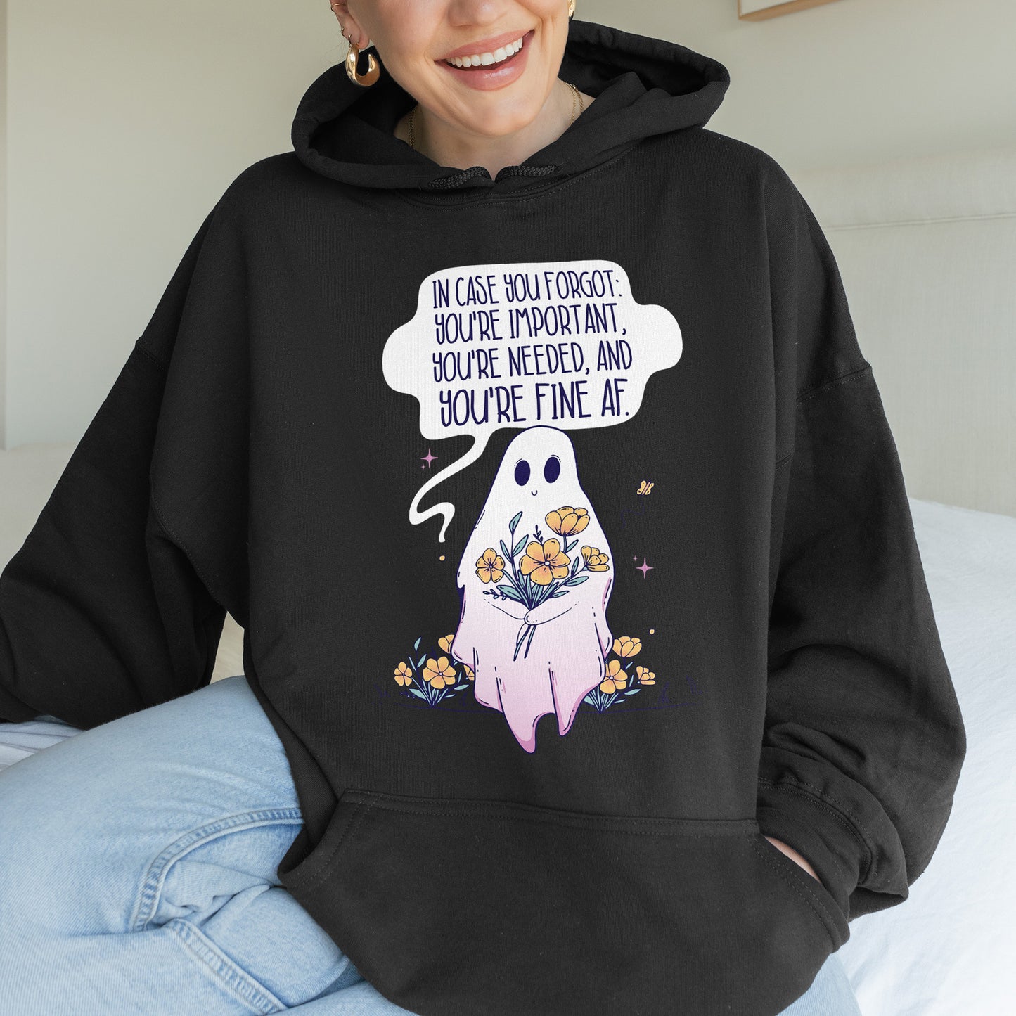 You’re Important Ghost Hoodie, Cute Affirmation Hoodie, Halloween Hoodie