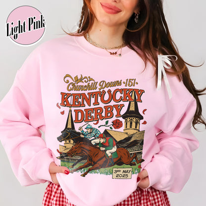 Kentucky Derby 2025 Sweatshirt, 151st Run for the Roses Sweatshirt, Horse Racing Lover Sweatshirt