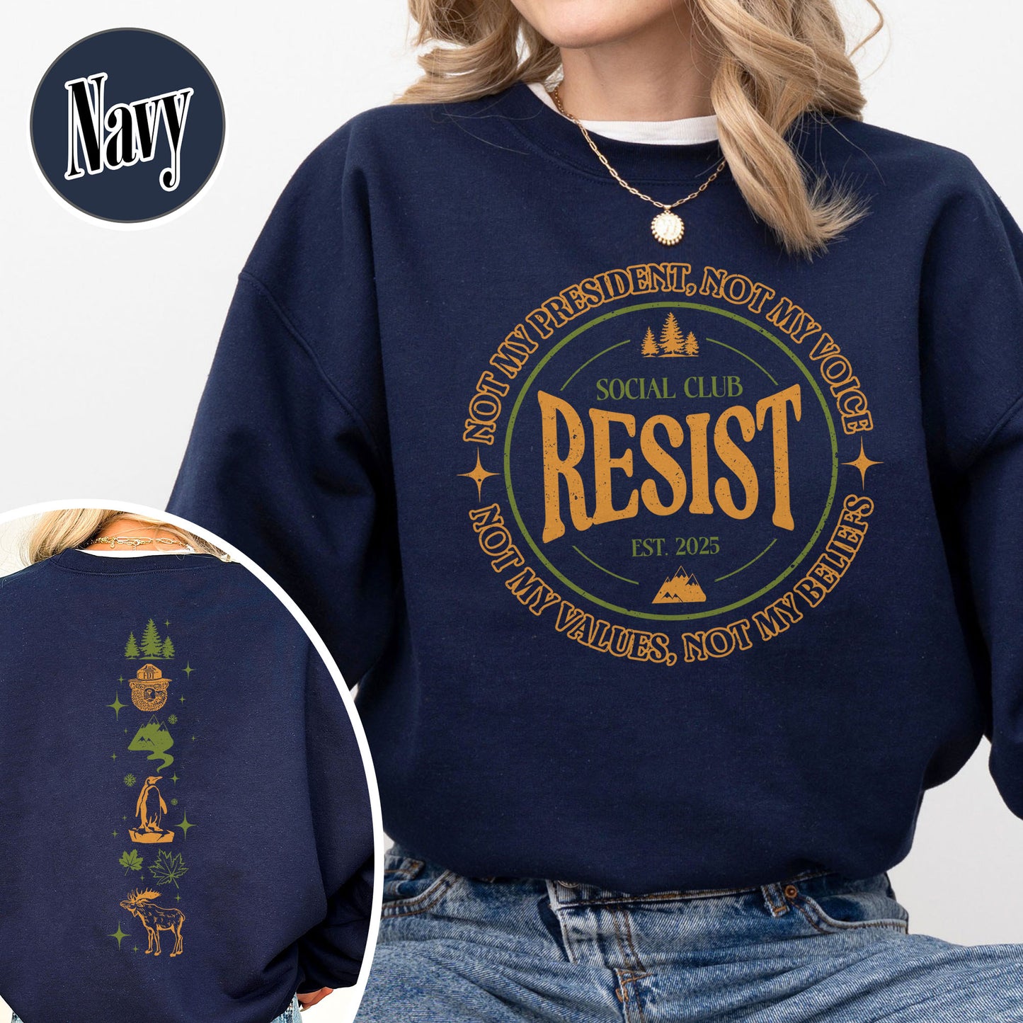 Resist Social Club Sweatshirt, Penguins Smokey Bear Canada Sweatshirt, Stay Salty Resistance Sweatshirt