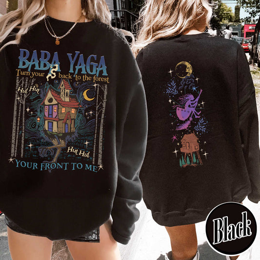 Baba Yaga SweatShirt, Baba Yaga House SweatShirt, Fairy Tale SweatShirt, Baba Yaga Hut, Warm Slavic Folklore Graphic SweatShirt for Witches