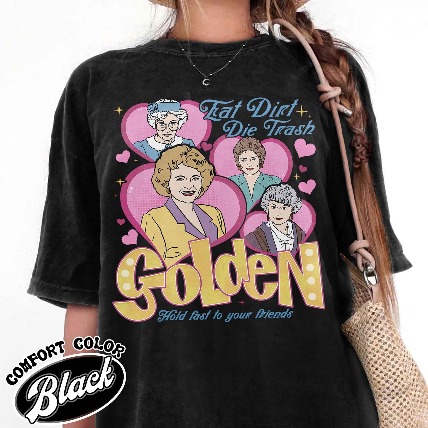 Eat Dirt, Die Trash Stay Golden With Pocket Graphic Tee 90s Sitcom Mom Vibes, Sarcastic Mom, Funny Mom, Gift For Her, Gift For Friend