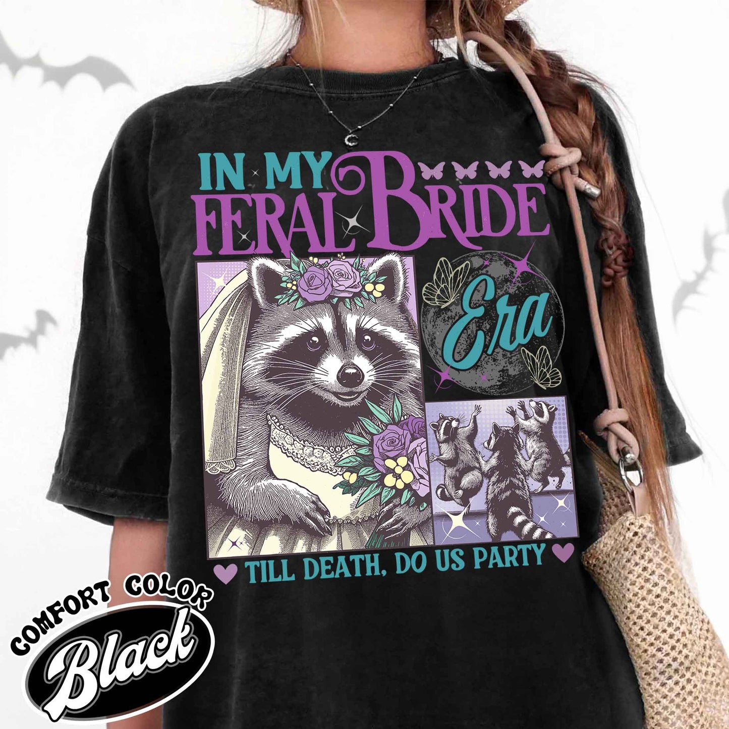 Funny Bride Shirt, Raccoon Bride Shirt, in My Raccoon Bride Era Shirt, Gift for Bride, Distressed Retro Raccoon Bride Comfort Colors TShirt