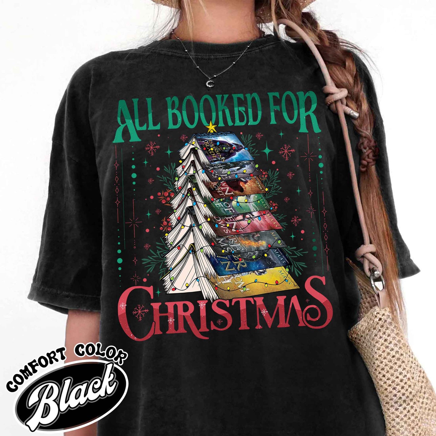 All Booked for Christmas Shirt, ACOTAR, TOG, Dark Romance Shirt, ACOTAR All Booked for Christmas Shirt, Dragon Rider, Book Christmas Tree Shirt