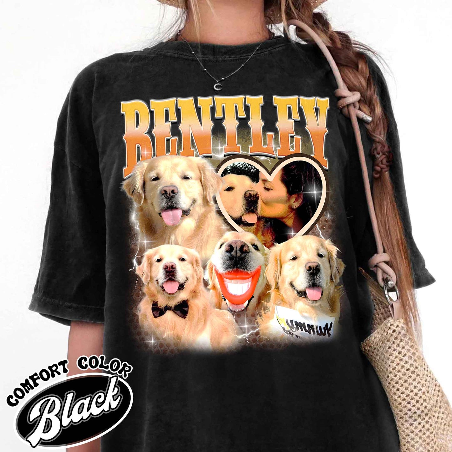 Custom Retro Dog Bootleg Shirt, Dog Bootleg Shirt, Custom Pet Photo, Custom Pet Portrait, Dog Owner Gift, Pet Lovers Gift, Custom Pet Shirt