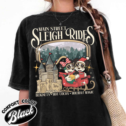 Main Street Sleigh Rides Shirts, Christmas Girls Trip T Shirts, the Most Magical Place on Earth Christmas Shirt, Hot Cocoa Christmas Shirt