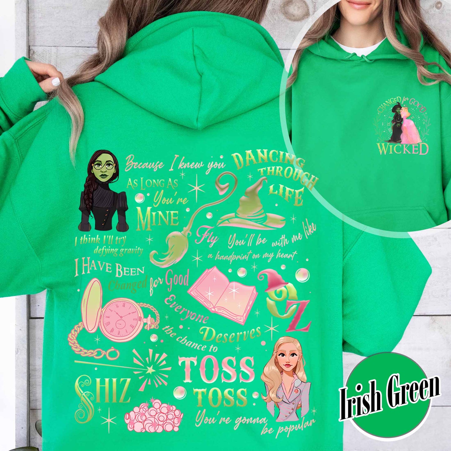 Wicked Change for Good Hoodie, Changed for Good, Wicked Change for Good Glitter, Changed for Good Hoodie, Wizard Movie Fan Hoodie, Wicked Musical