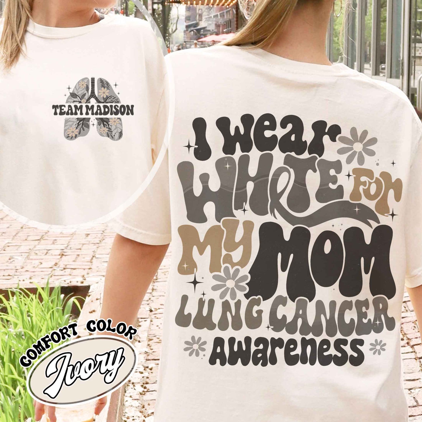 Lung Cancer Support Comfort Colors Shirt, White Ribbon Lung Cancer Fighter, Floral Lungs Shirt, No Body Fights Alone, Team Lung Cancer Shirt