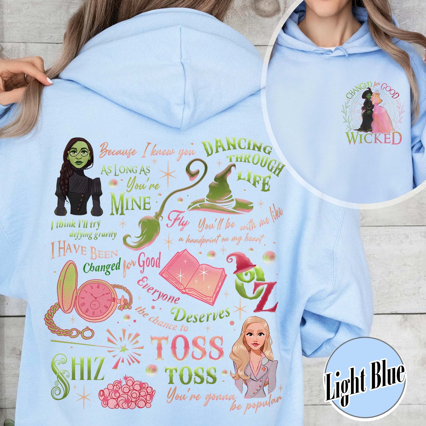 Wicked Change for Good Hoodie, Changed for Good, Wicked Change for Good Glitter, Changed for Good Hoodie, Wizard Movie Fan Hoodie, Wicked Musical