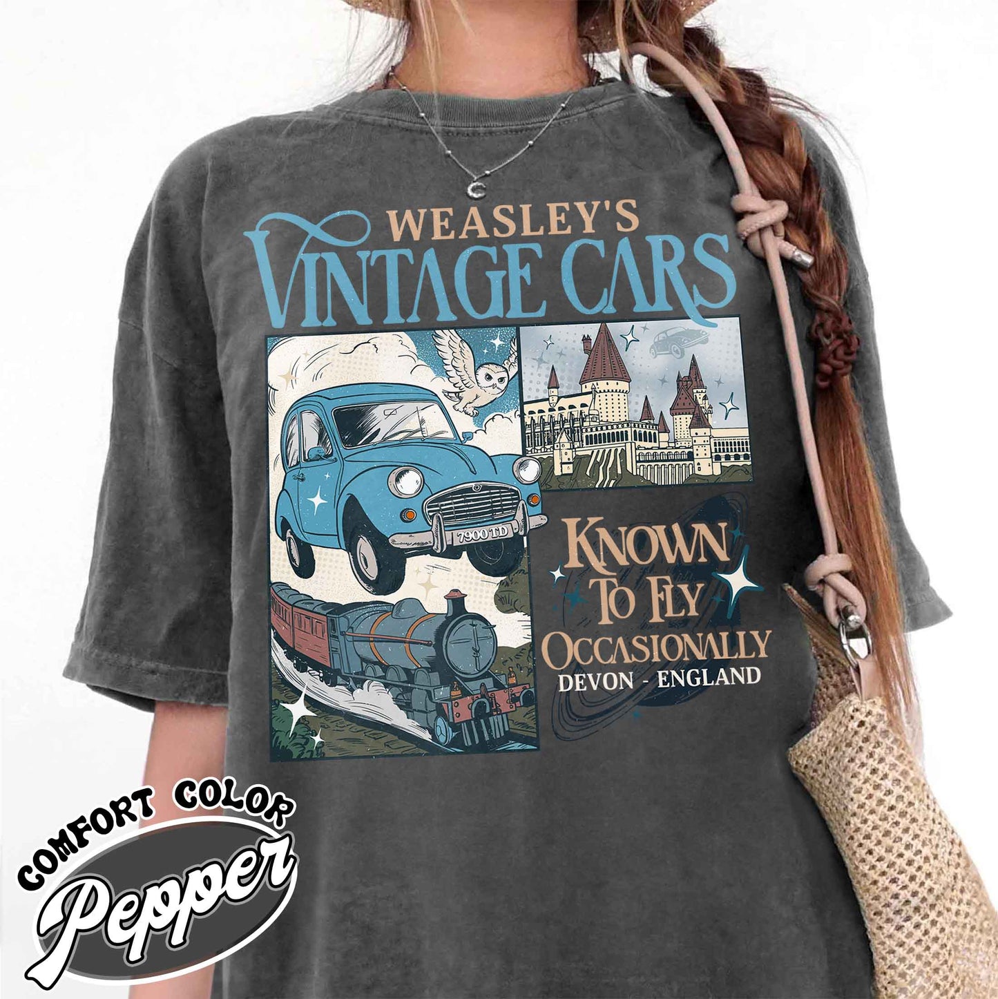 Wizard Flying Car Comfort Colors Shirt, Wizard Flying Car Shirt, HP Inspired Shirts, HP Shirt, Wizard School Fandom Comfort Colors, Wizard School