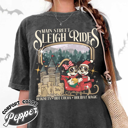 Main Street Sleigh Rides Shirts, Christmas Girls Trip T Shirts, the Most Magical Place on Earth Christmas Shirt, Hot Cocoa Christmas Shirt