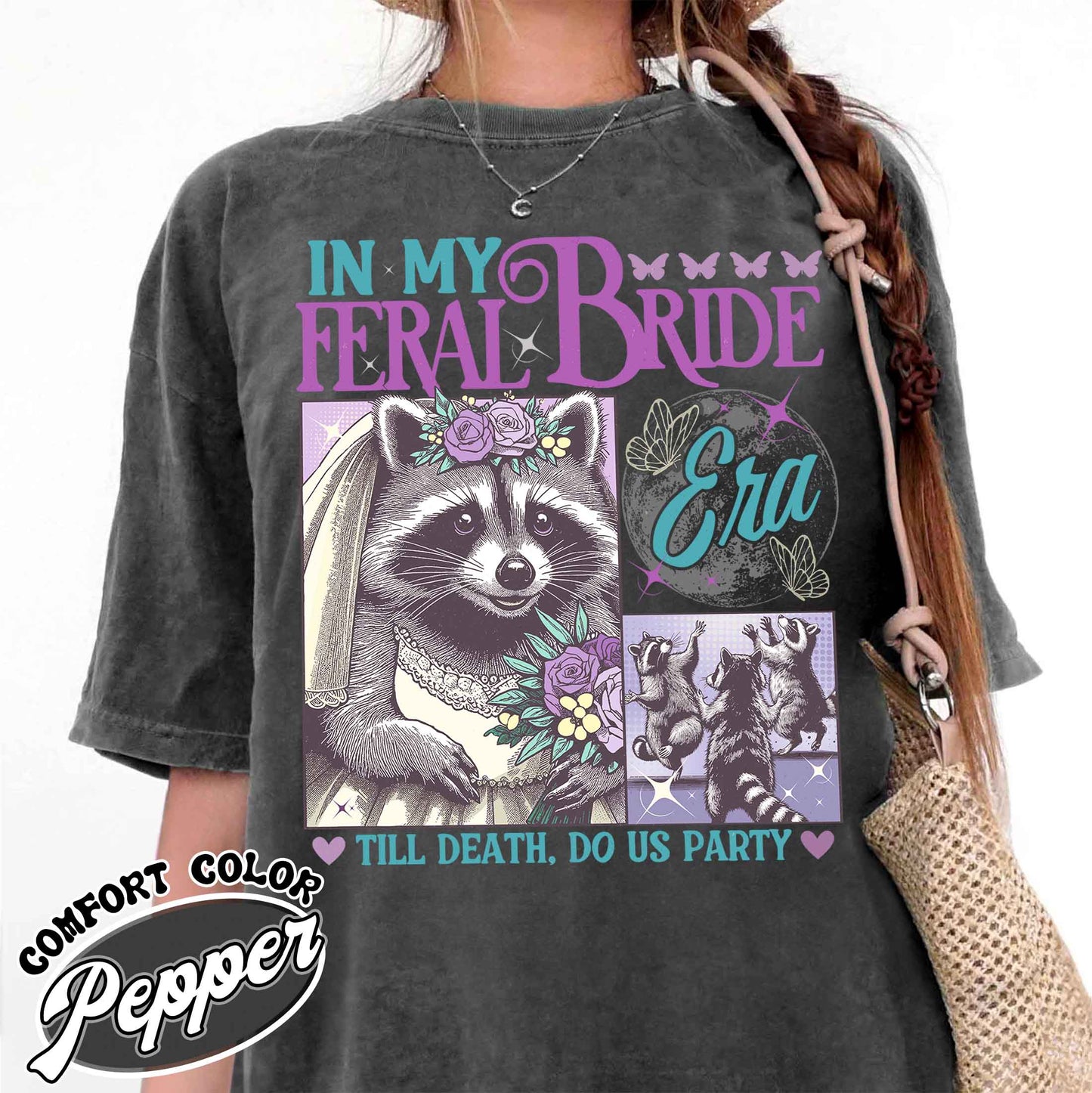 Funny Bride Shirt, Raccoon Bride Shirt, in My Raccoon Bride Era Shirt, Gift for Bride, Distressed Retro Raccoon Bride Comfort Colors TShirt