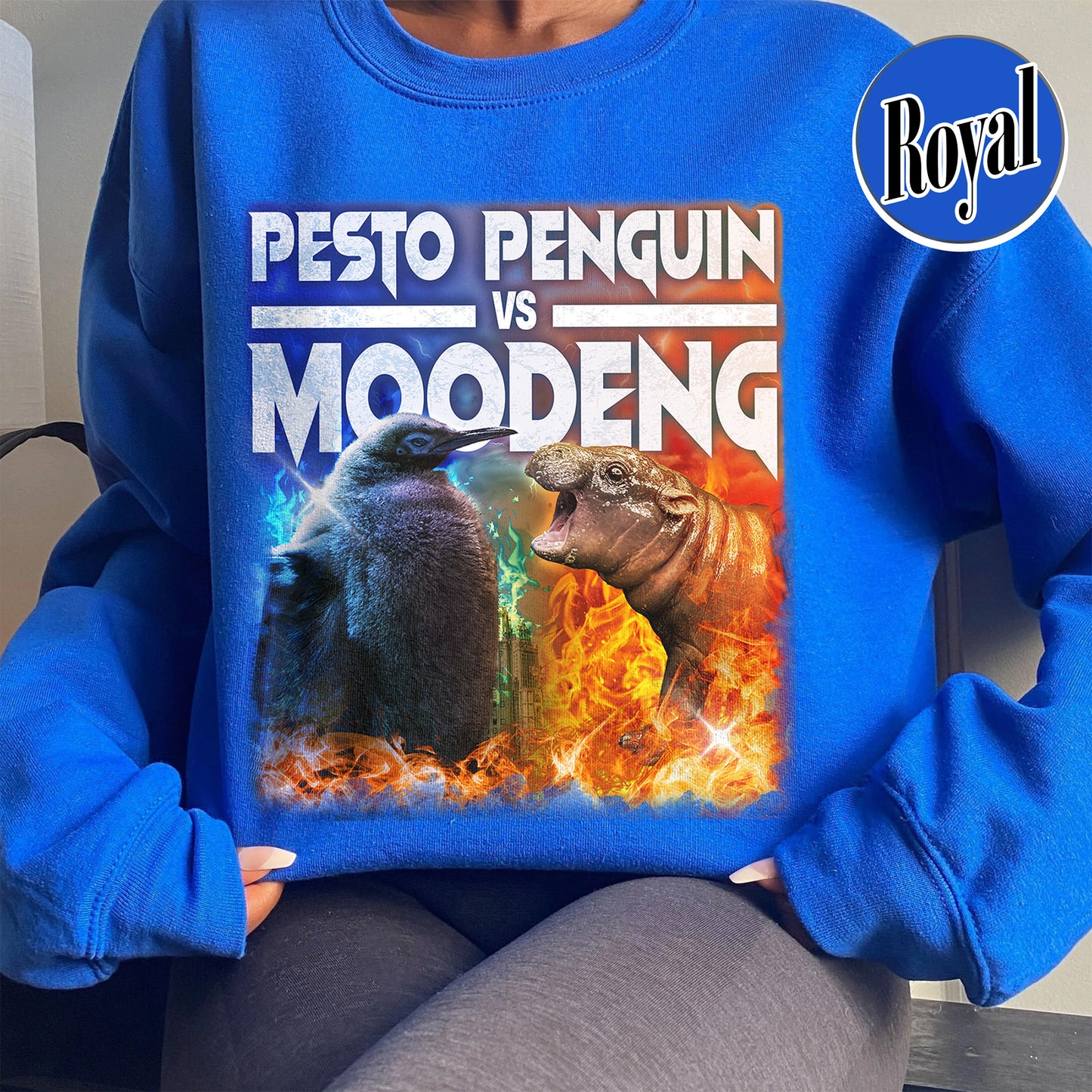 Pesto the Penguin Sweatshirt, Moo Deng Sweatshirt, Hippo Moo Deng Sweatshirt, Animal Lover Gift, the Penguin Viral Cute Sweatshirt, Funny Penguin, Zoo Baby Hippo