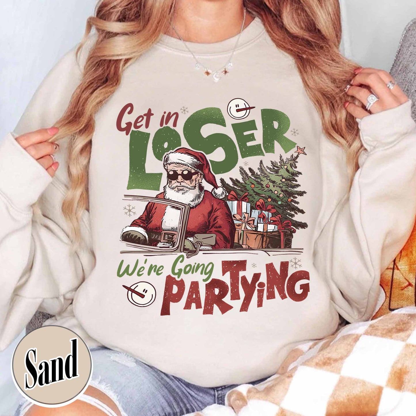 Christmas Party Sweatshirt, Get in Loser Christmas Sweatshirt, Retro Christmas Sweatshirt, Vintage Santa Sweatshirt, Funny Retro 90s Sweatshirt, Christmas Squad Sweatshirt