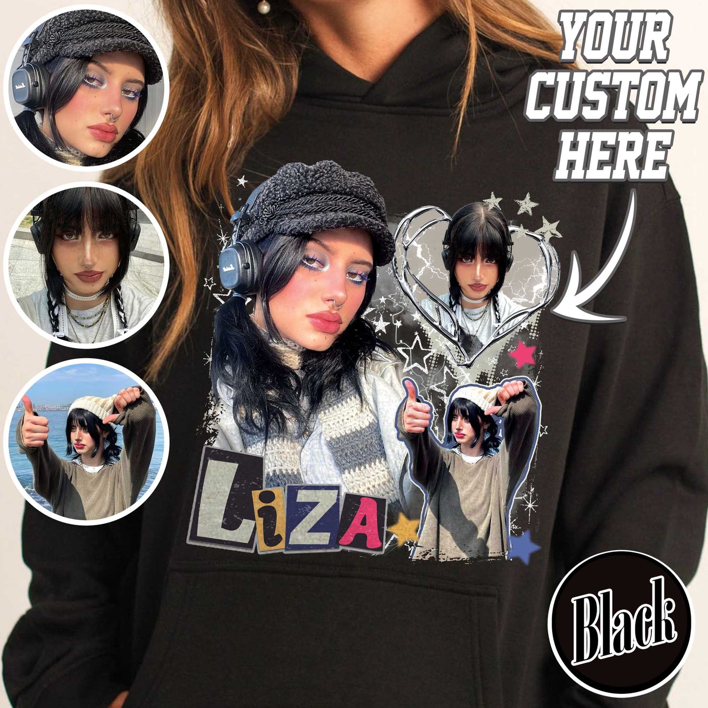 Custom Y2k Hoodie, Custom Photo Bootleg Girlfriend, 90s Retro Hoodie