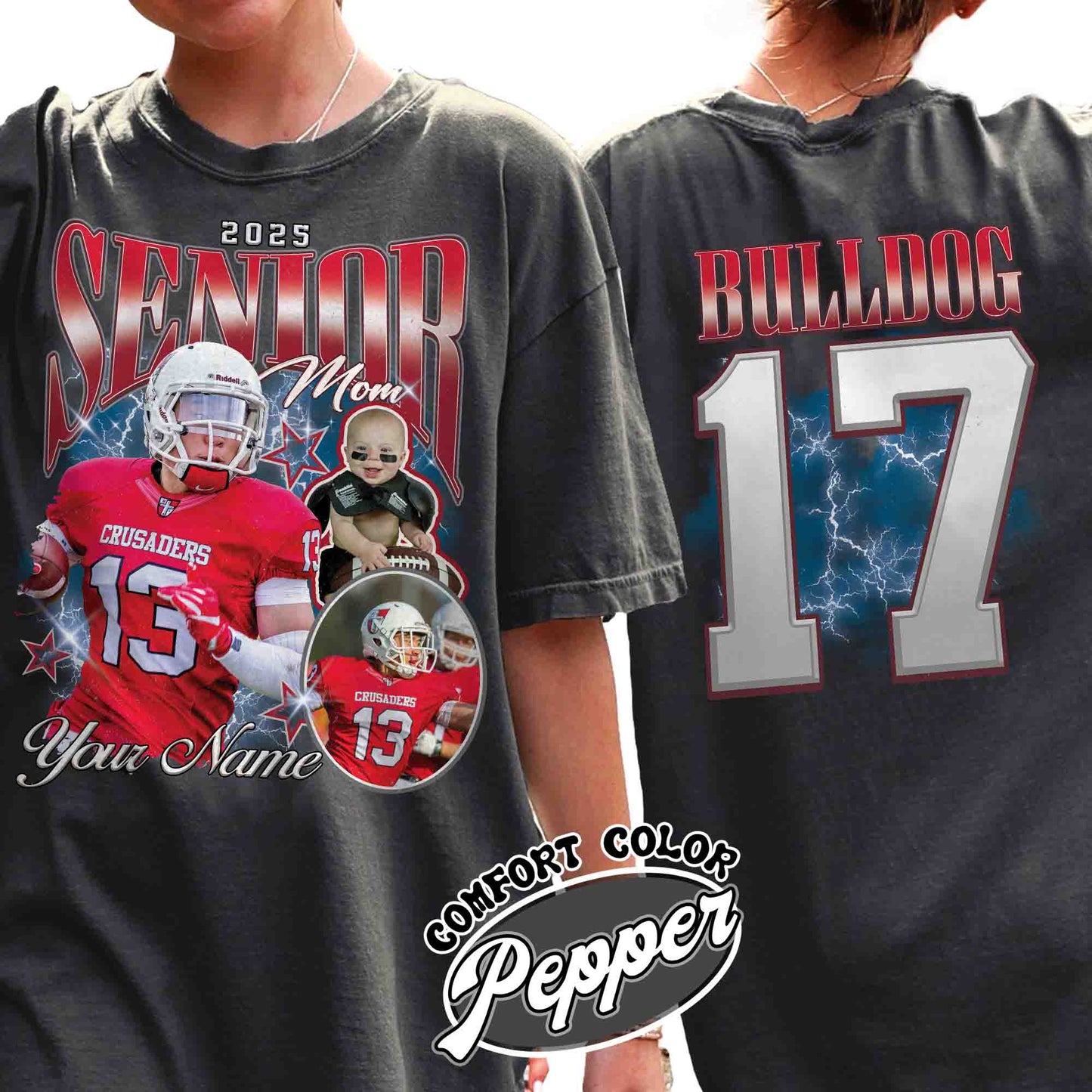 Custom Senior Football Mom Shirt, Senior Football Mom 2025, Mom of a Senior Football, Custom Football Shirt With Photo, Bootleg Sports Shirt