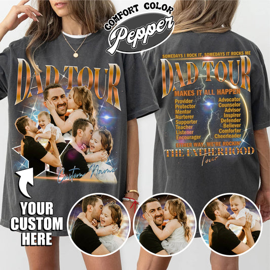 Custom Dad Tour Shirt Portrait From Photo, Personalized Dad Portrait Shirt, Custom Photo Shirt For Dad, Father's Day Gift 2024, Fatherhood Tour