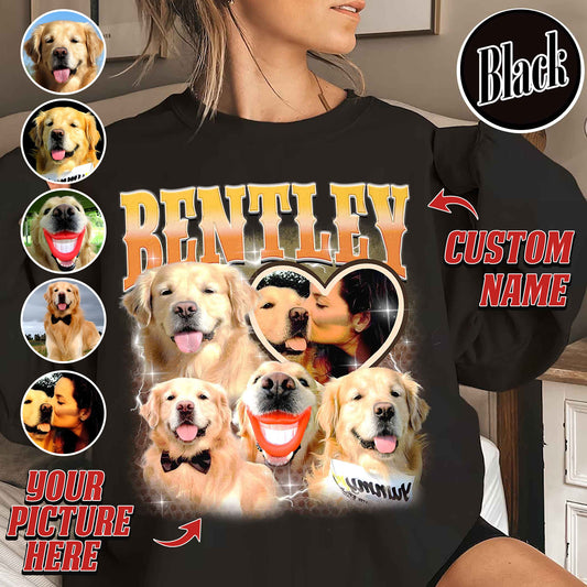 Custom Sweatshirt, Custom Pet Photo Sweatshirt, Custom Retro Dog Bootleg Sweatshirt, Pet Lovers Gift