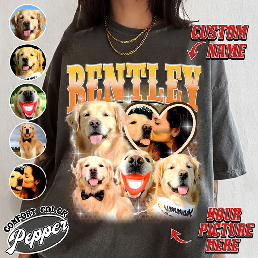 Custom Retro Dog Bootleg Shirt, Dog Bootleg Shirt, Custom Pet Photo, Custom Pet Portrait, Dog Owner Gift, Pet Lovers Gift, Custom Pet Shirt