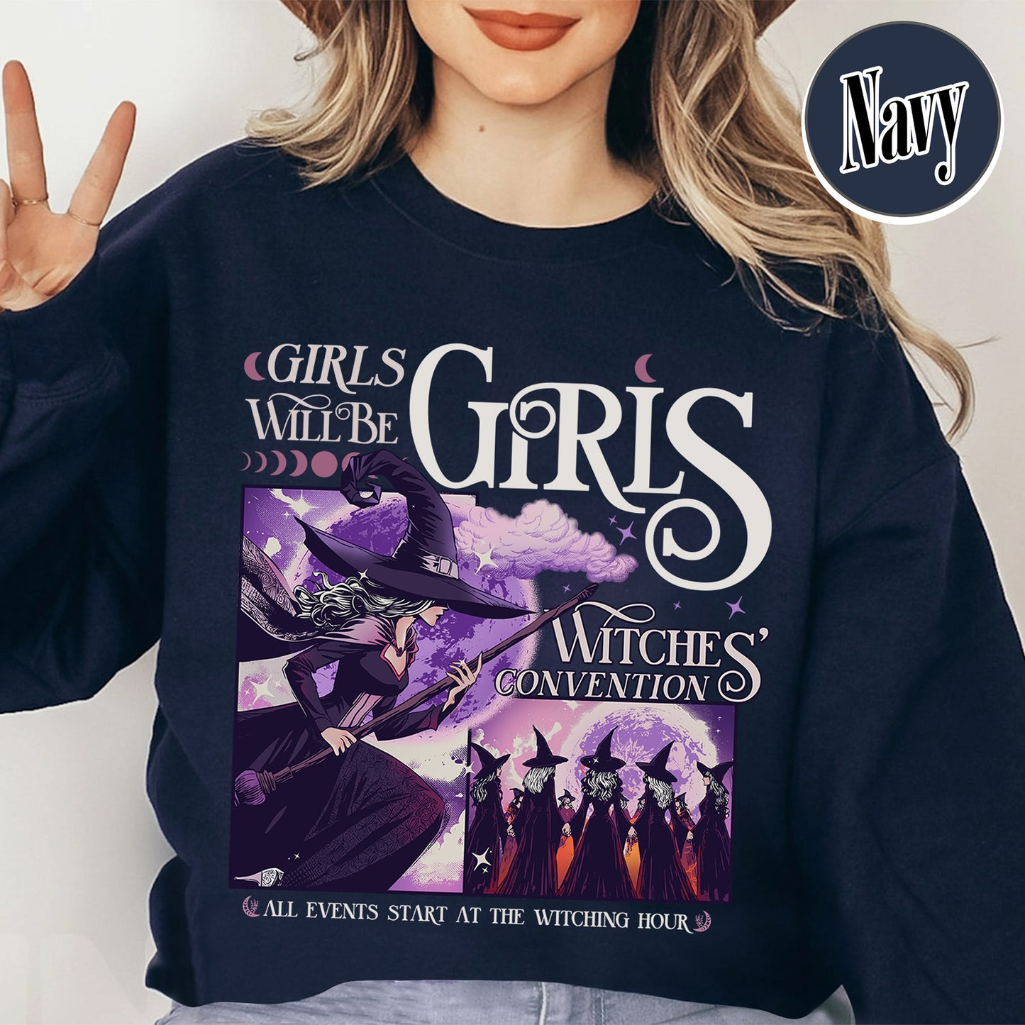 Halloween Sweatshirt, Girls Will Be Girls Witch Sweatshirt, Witchy Feminist Sweatshirt