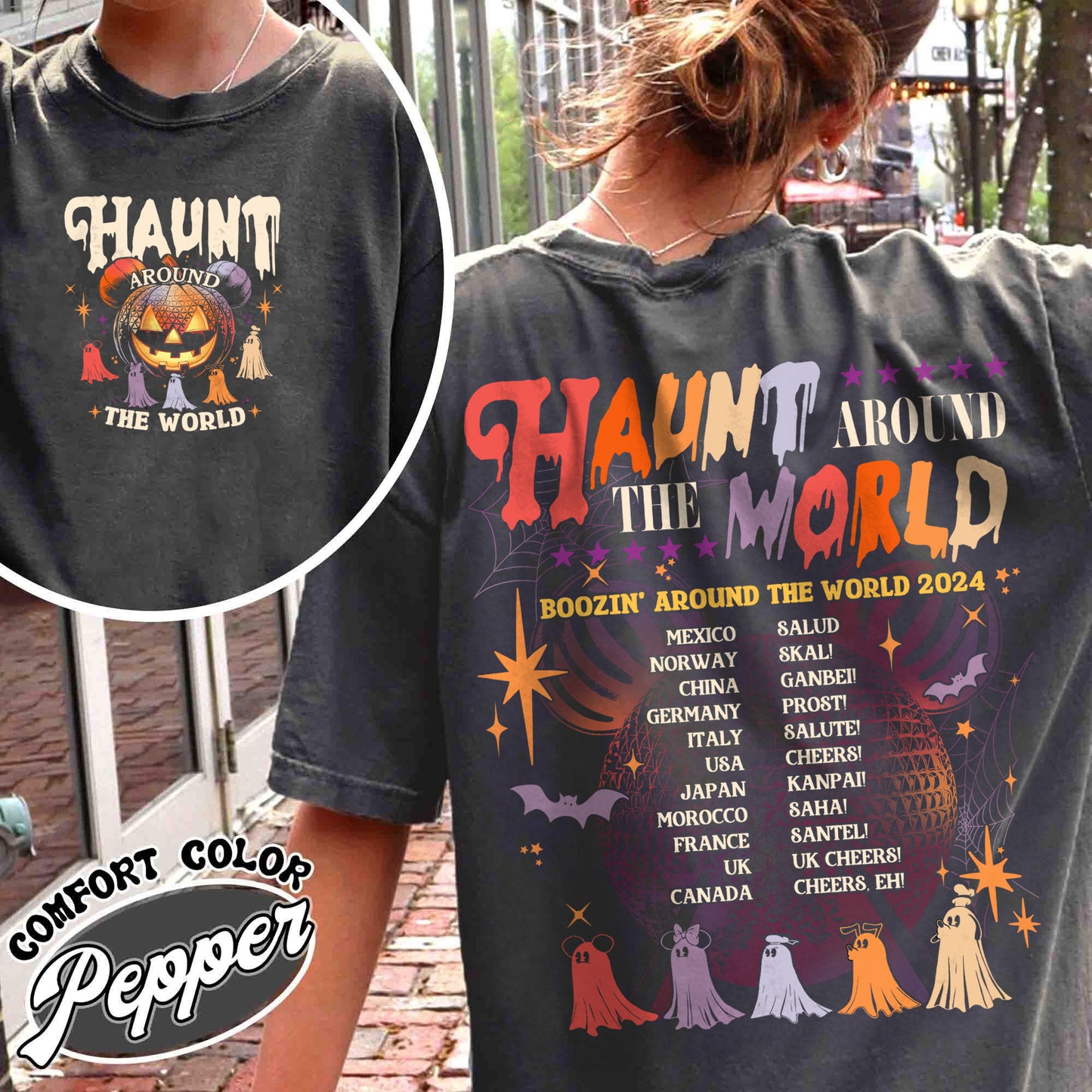 Haunt Around the World Shirt, Drink Around the World Shirt, Eat Drink and Around the World, Epcot Drink Around the World Shirt, Halloween Shirt