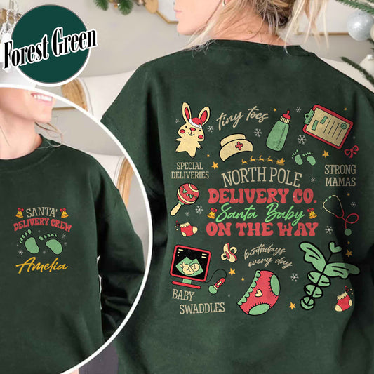 Christmas Tree Pregnancy Announcement, Santa Baby Pregnancy Sweatshirt, Labor and Delivery Nurse Sweatshirt, Nurse Christmas Sweatshirt, Delivery Crew Sweatshirt