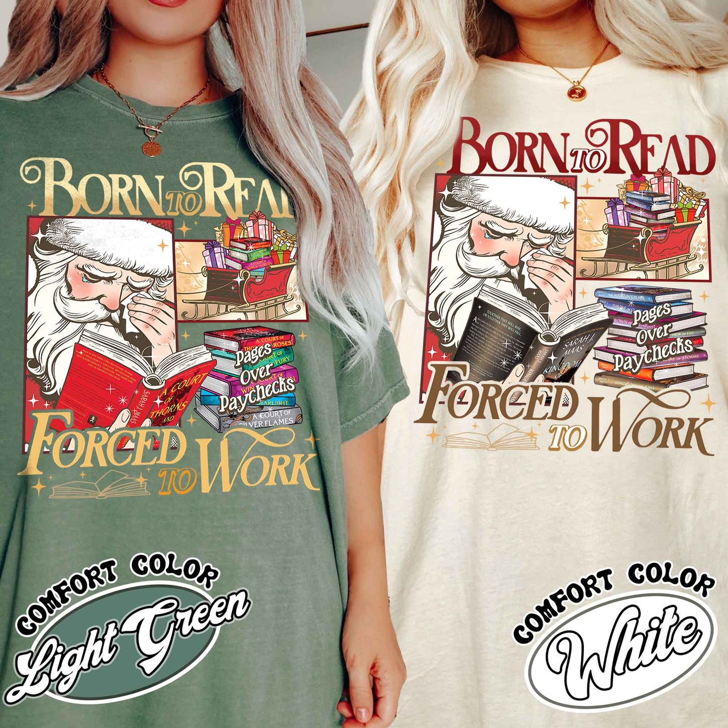 Christmas Born To Read Shirt, Born To Read Forced To Work Shirt, Born To Read Bookish Shirt, Born To Read Forced Shirt, Christmas Book Shirt