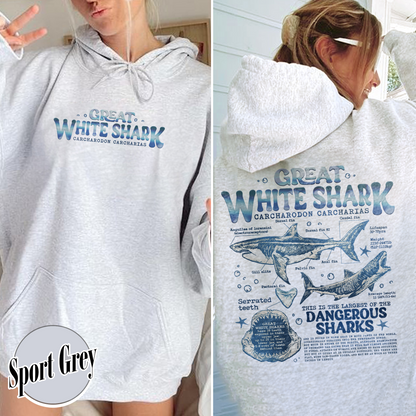 Great White Shark Anatomy Hoodie, Shark Hoodie, Great White Shark Biology, Great White Shark Drawing, Marine Biology Hoodie