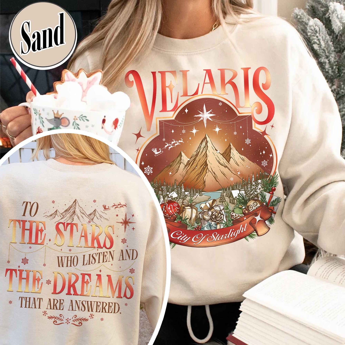 Velaris City of Starlight Two-Sided Sweatshirt, Velaris Sweatshirt Comfort Colors, Velaris City Starlight Sweatshirt, City of Velaris, Velaris Christmas Sweatshirt