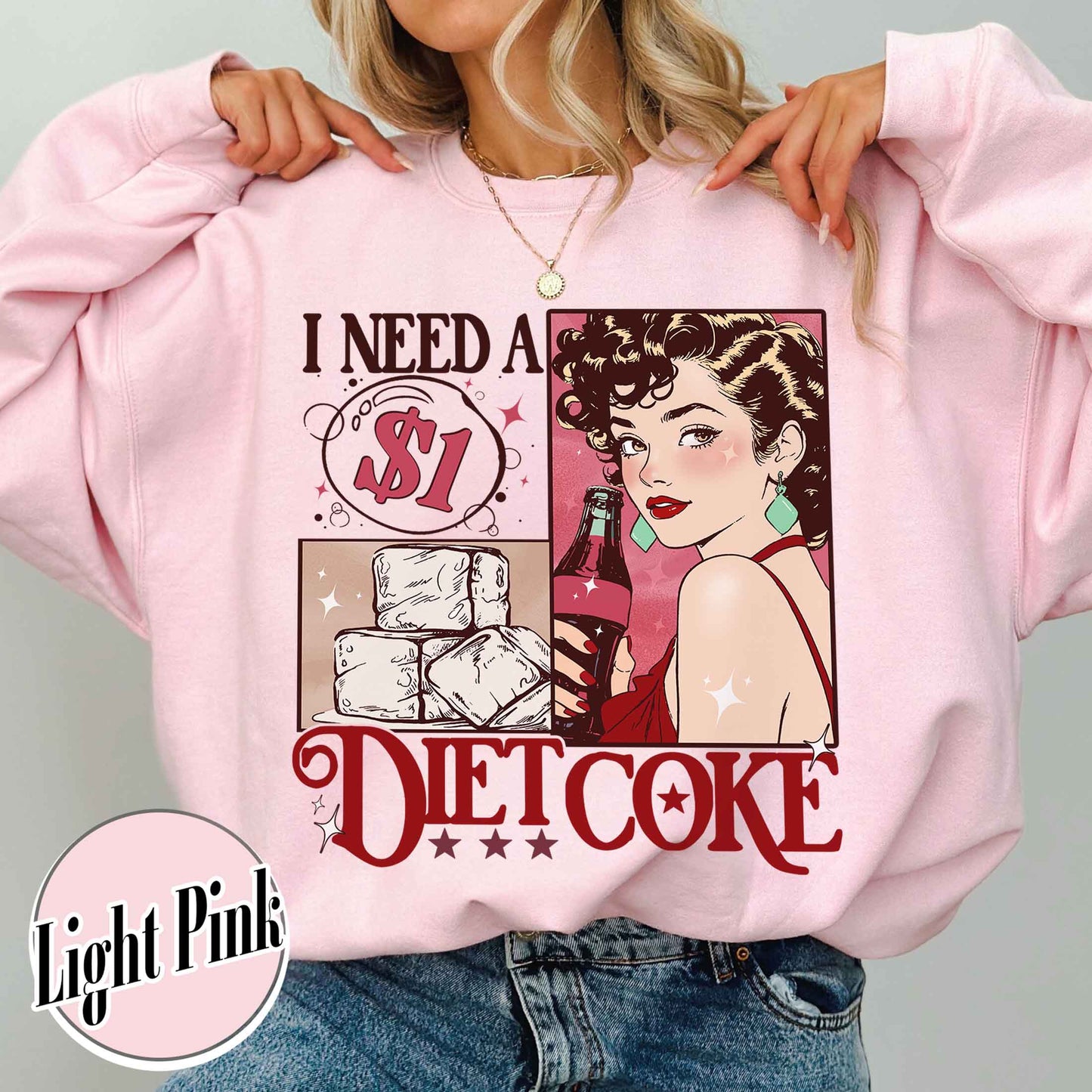 Diet Coke Sweatshirt, I Need a Diet Coke Pop Caffeine Cola Drinks Sweatshirt, Trendy Funny Sweatshirt