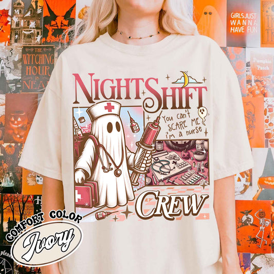 Night Shift Crew Ghost Shirt, Night Shift Crew Halloween Shirt, Halloween Night Shift Crew, Registered Nurse Halloween Shirt, Halloween RN Shirt