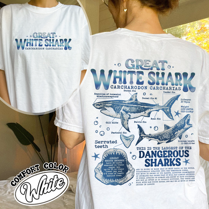 Great White Shark Anatomy Comfort Colors Shirt, Shark Shirt, Great White Shark Biology Shirt, Great White Shark Drawing,Marine Biology Shirt