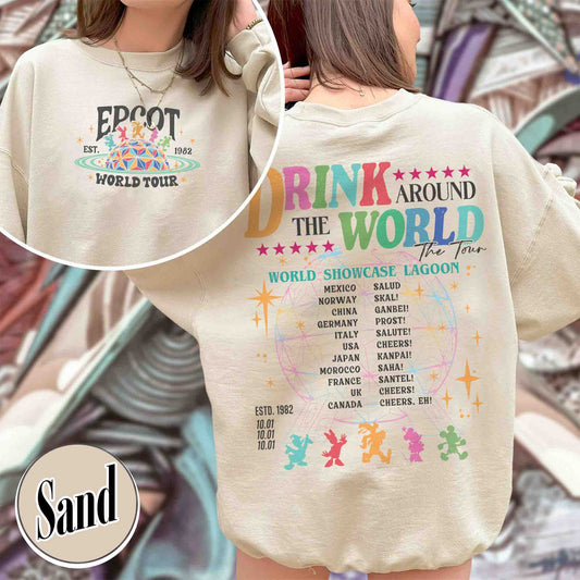 Disney Sweatshirt, Epcot Drink Around the World Sweatshirt, Disney Trip Sweatshirt