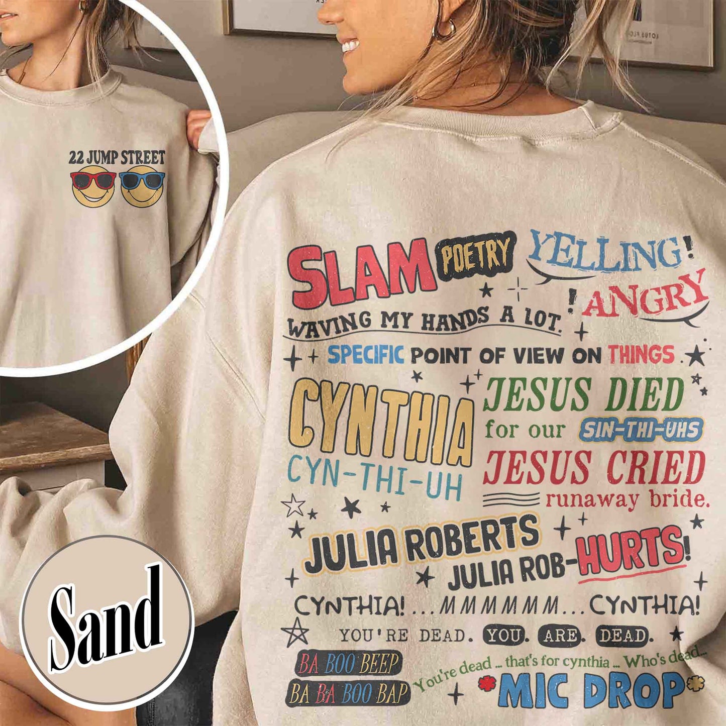 Cynthia Slam Poetry Sweatshirt, Sweatshirt With Poetry, Funny Sweatshirt, 22 Jumb Street Sweatshirt, Slam Poetry Quotes