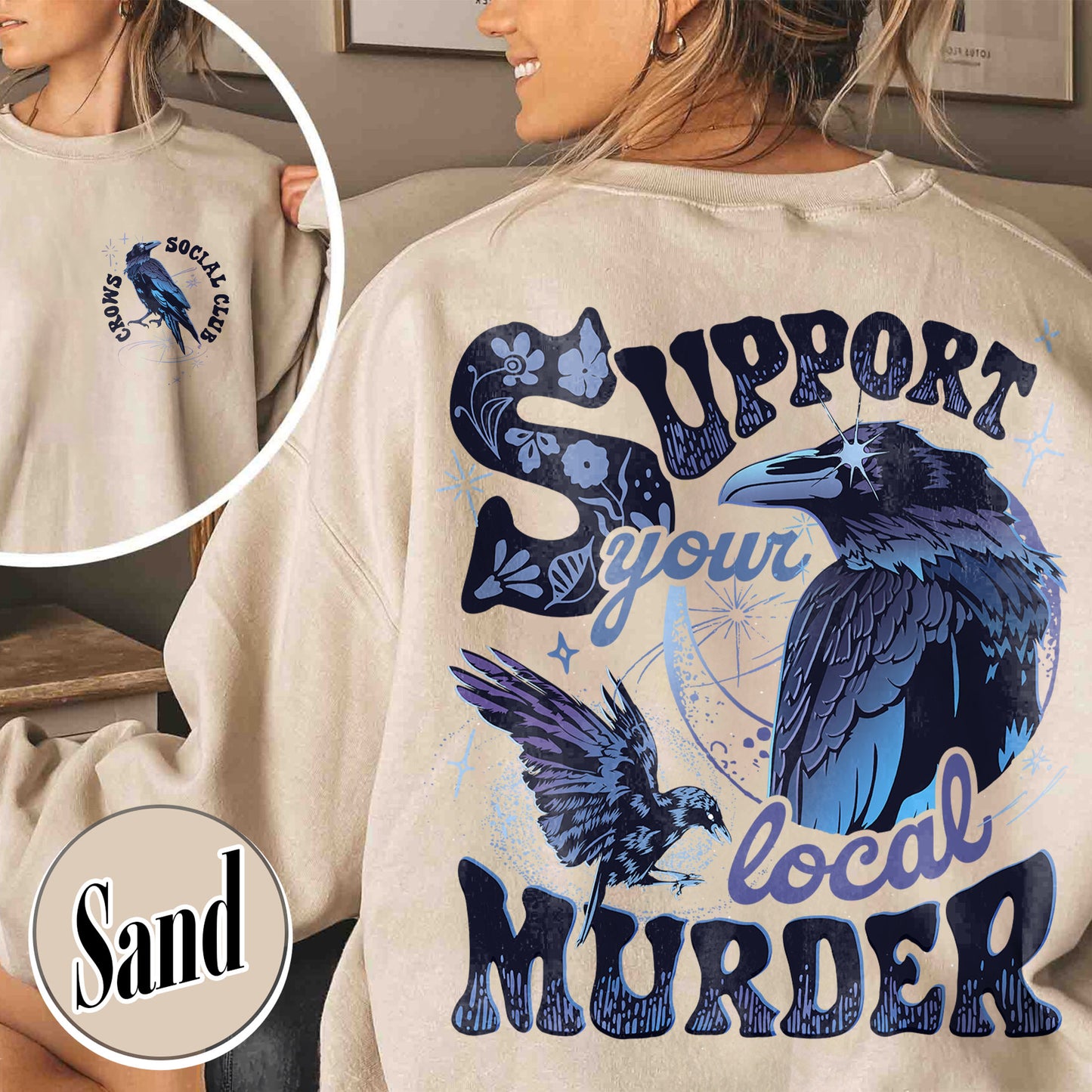 The Crow Sweatshirt, Support Your Local Murder Sweatshirt, Crows Before Bros Sweatshirt, Halloween Gift