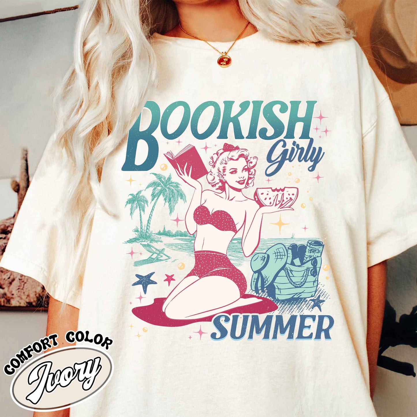 Book Girl Summer Shirt, Beach Book Lover Summer Bookish Funny Reader, Feral Girl Summer, Comfort Colors T Shirt, Bookish Shirt, Romance Book