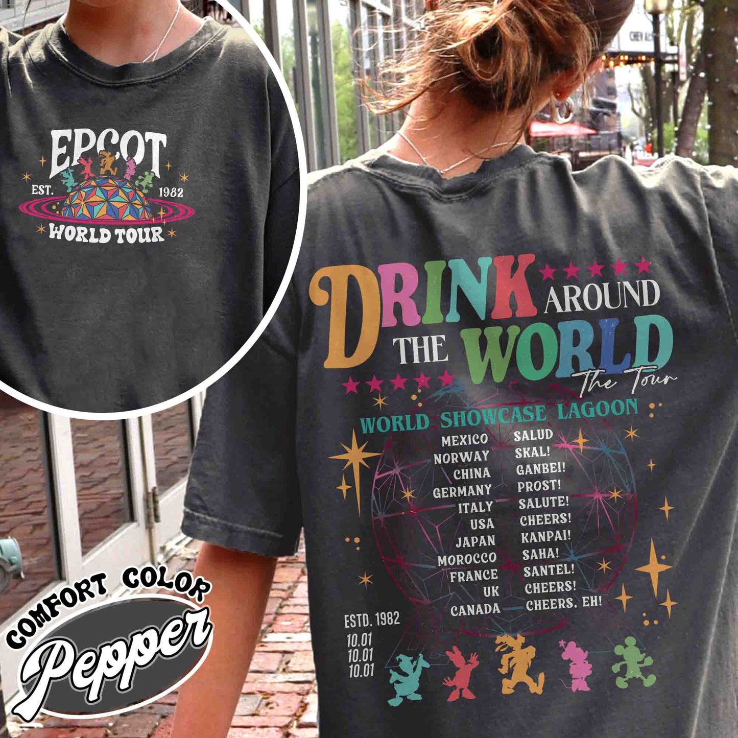 Epcot Drink Around the World Shirt, Drink Around the World Shirt, Drink Around the World Shirt Checklist, Epcot Drink Around the World Shirt