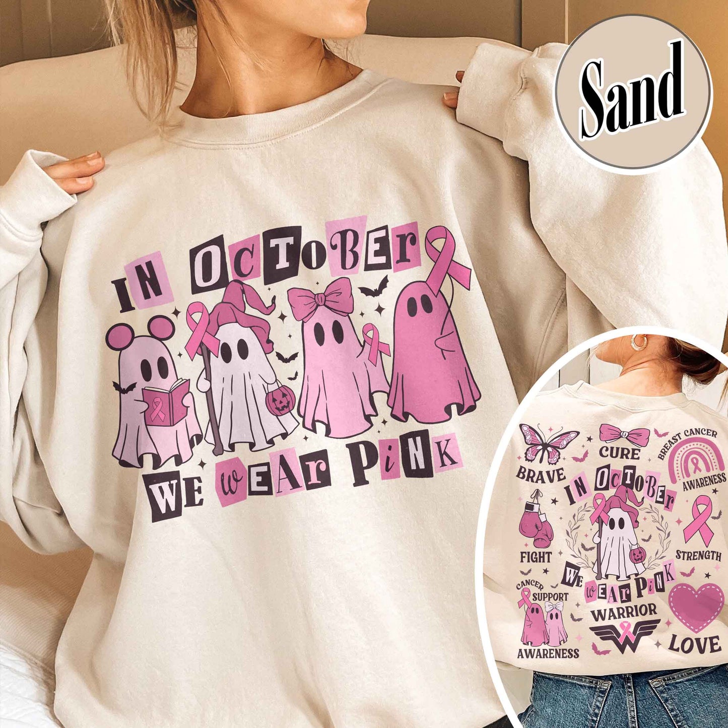 Breast Cancer Awareness Sweatshirt, Breast Cancer Support Squad Sweatshirt, in October We Wear Pink Sweatshirt
