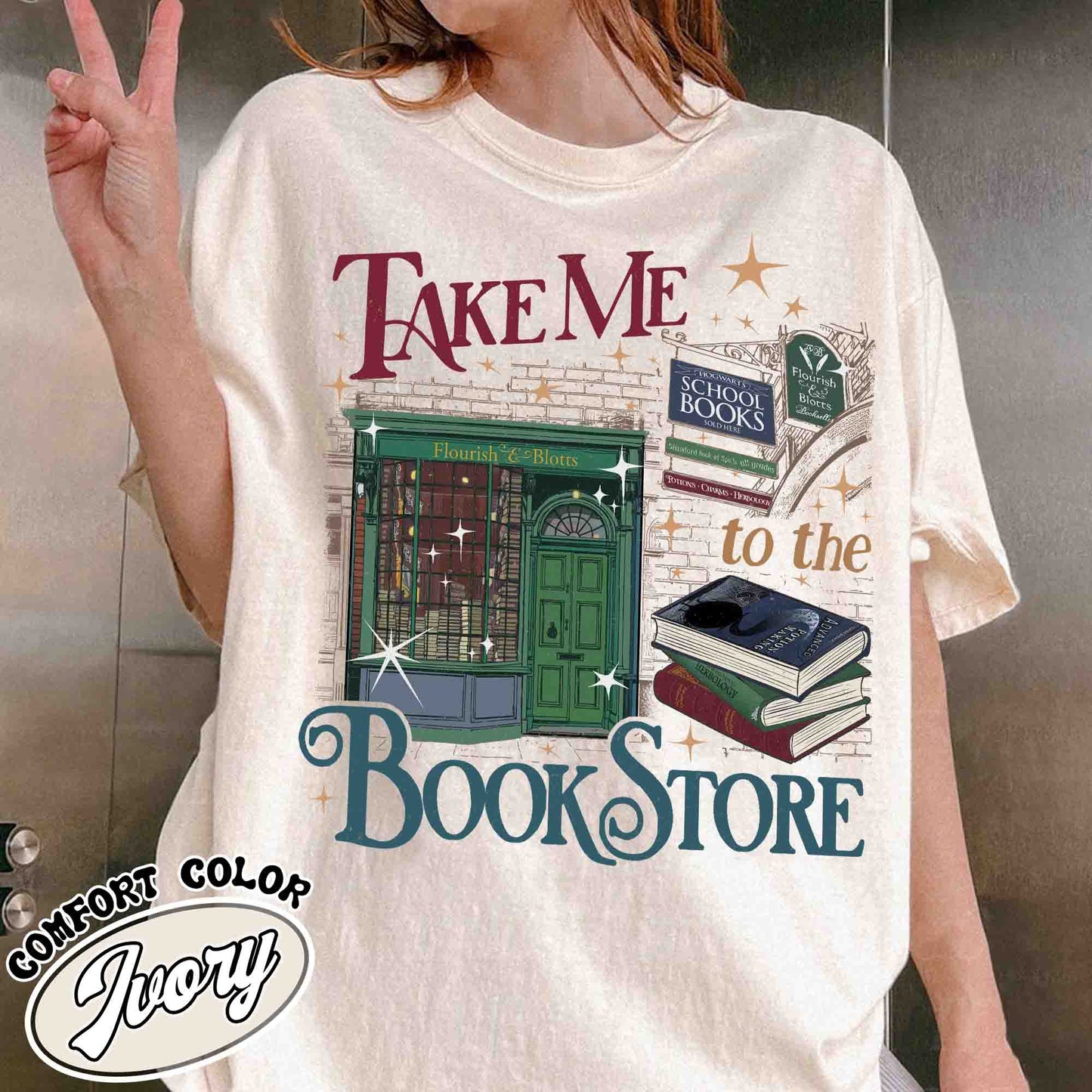 Take Me to the Book Store Shirt, Wizard Book Shop Comfort Colors Shirt, Bookseller Wizarding HP World, Book Store, Bookish Shirt, Librarian Lover