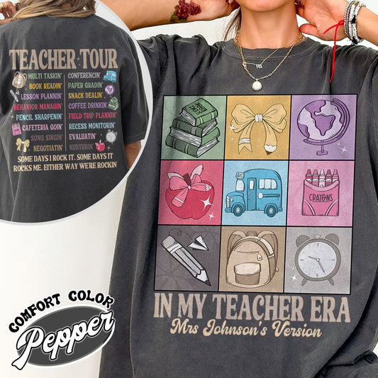 Back to School Comfort Color Shirt, Custom Name Teacher Shirt, Abcd Teacher Tour Shirt, Gift for Teacher