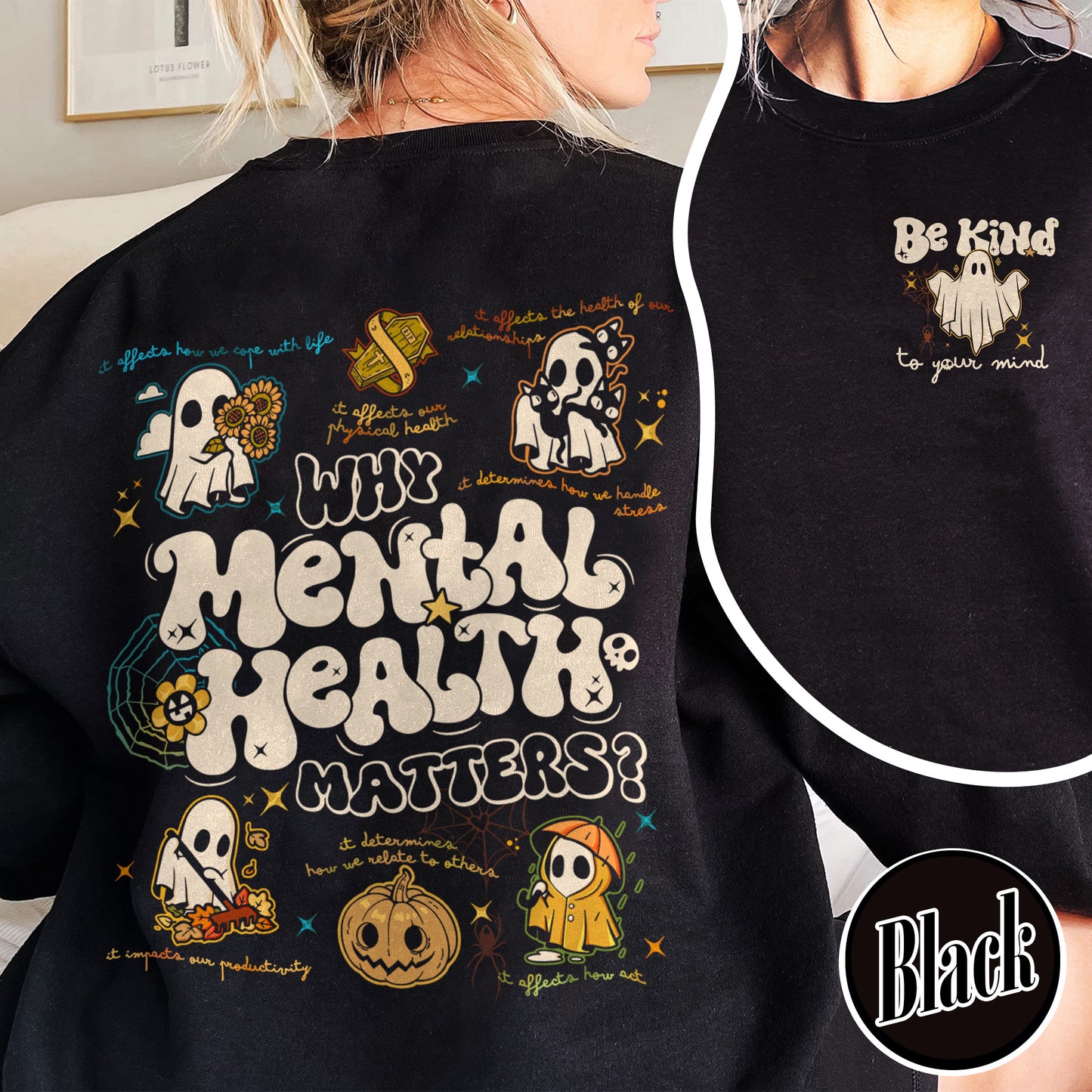 Halloween Mental Health Sweatshirt, Don’t Ghost Your Feelings Sweatshirt, Therapist School Counselor Sweatshirt