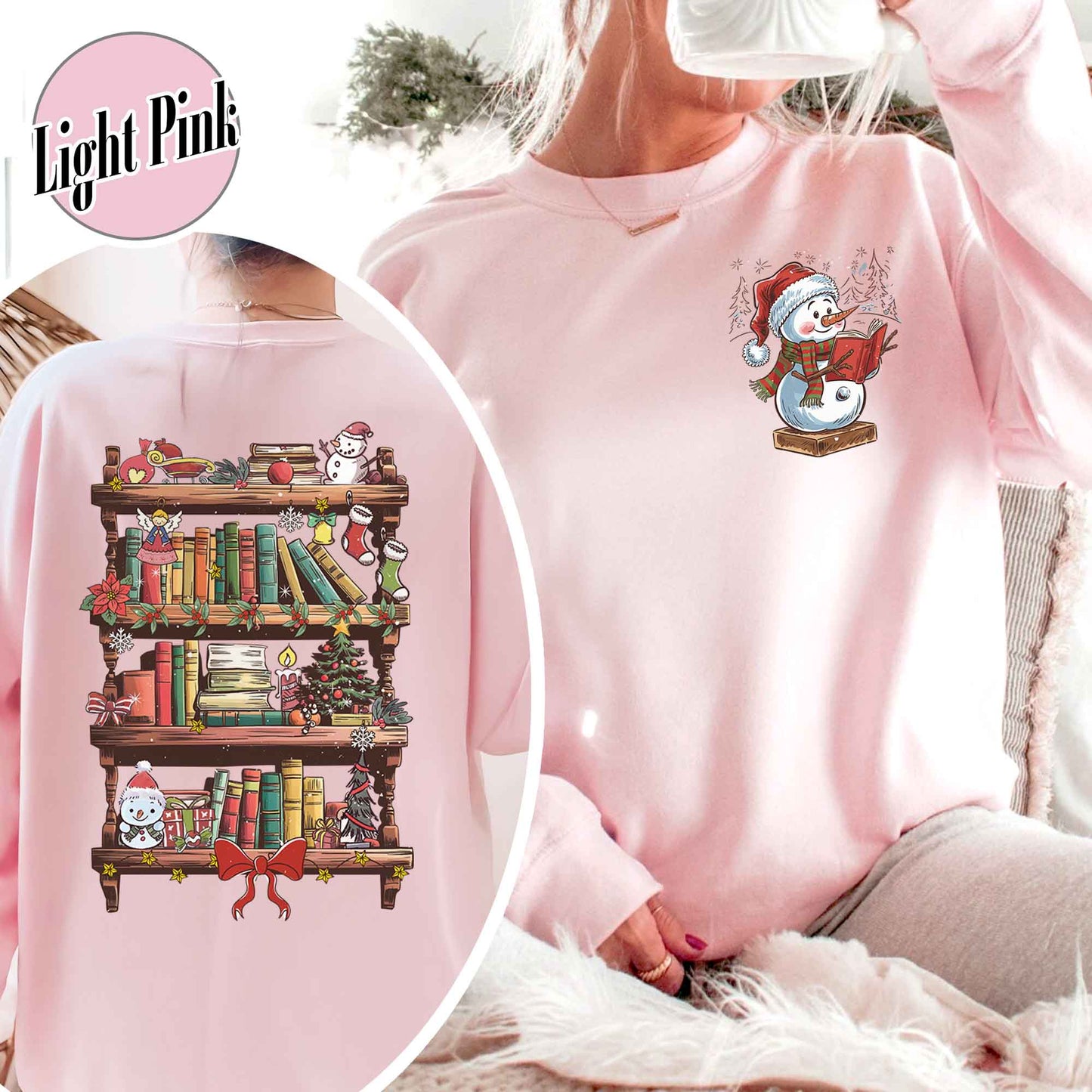 Funny Librarian Sweatshirt, Book Lover Librarian Gift, Bookworm Christmas Sweatshirt, Library Shirts for Christmas, Snowman Read Book Sweatshirt